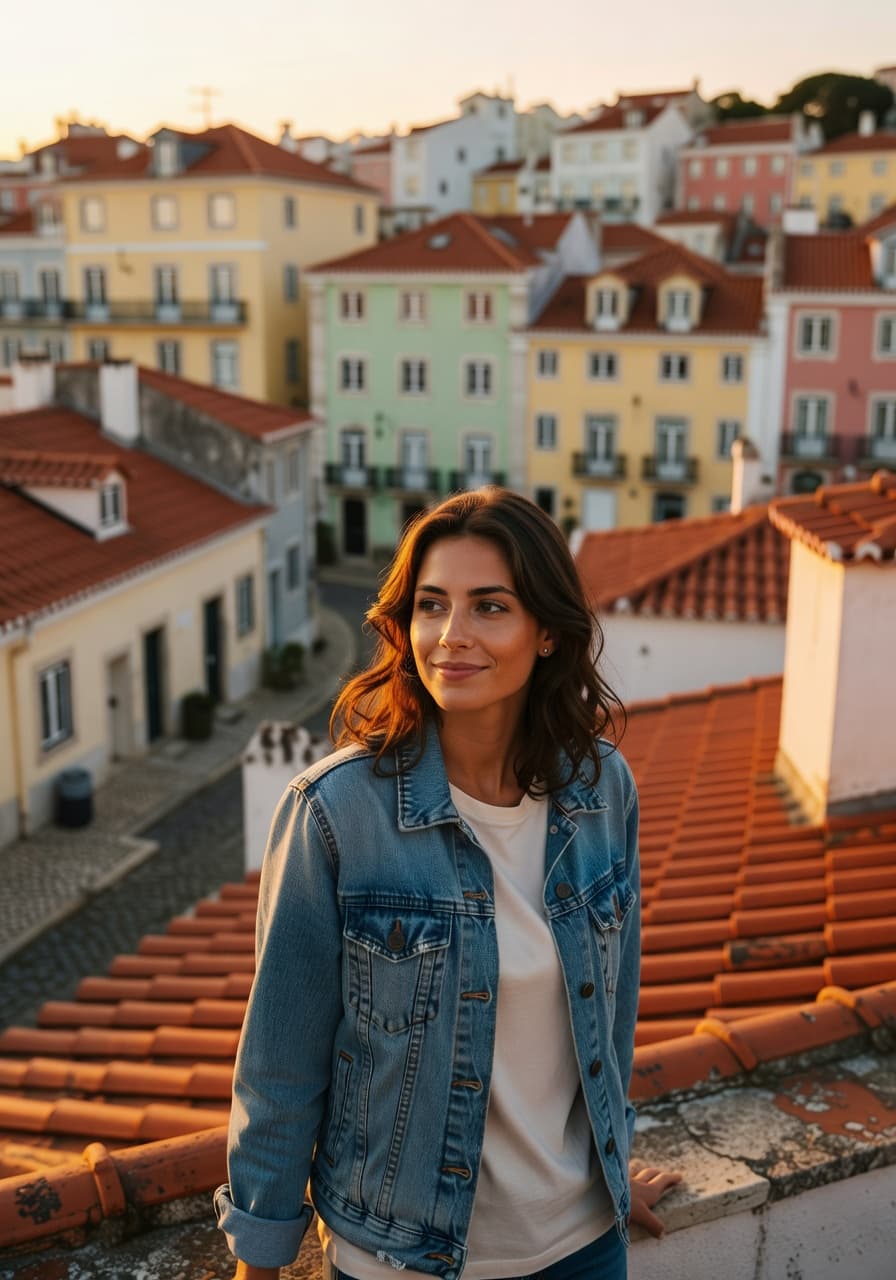 Travel-style AI portrait in golden hour light — SelfAI AI Photo Generator